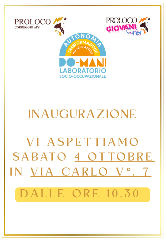 Grande inaugurazione domani